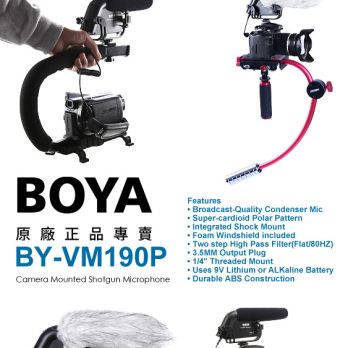 BOYA BY-VM190P 高感度指向電容式麥克風 槍型設計 超心型指向 單眼相機 攝影機